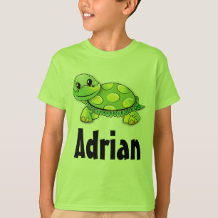T-shirt Tortue verte mignonne Enfants personnalisés Chemis