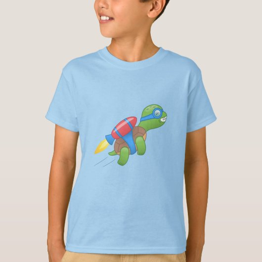 T-shirt Tortue volante avec un Jetpack rouge (Devant)