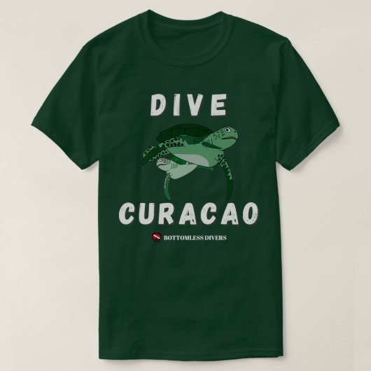 T-shirt Tortues Curaçao de plongée avec Police blanche (Design devant)