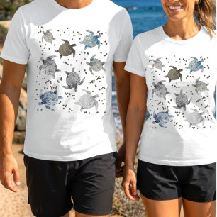 T-shirt Tortues de mer en marbre liquide motif océan
