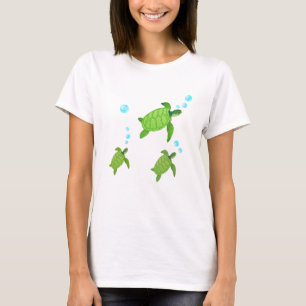 T-Shirt Tortues marines vertes nageant
