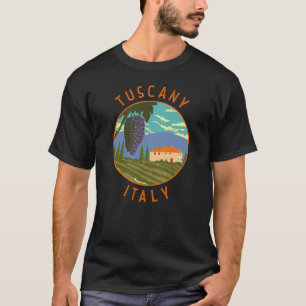 T-shirt Toscane Italie Vignoble Perturbé Cercle Vintage