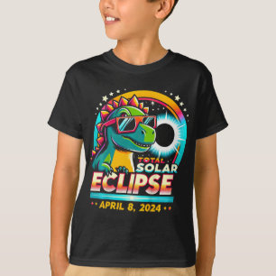 T-shirt Total Éclipse Solaire 2024 T-rex Portant du verre 