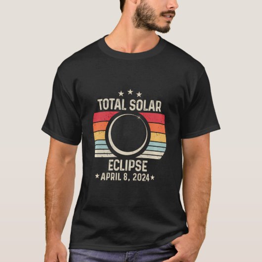T-shirt Total Éclipse Solaire 8 avril 2024 Rétro Astronomi (Devant)