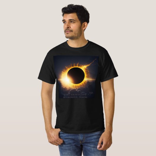 T-shirt Total Éclipse Solaire Ajouter un texte et une date (Devant entier)
