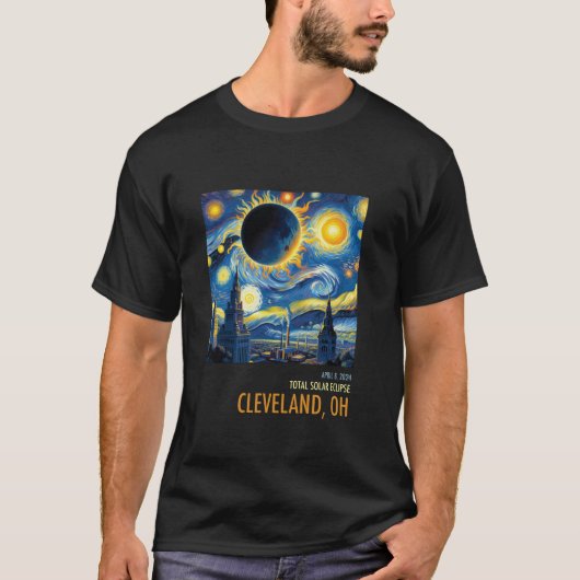 T-shirt Total Solaire Eclipse 2024 Cleveland OH Long Manch (Devant)