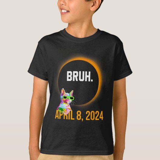 T-shirt Total Solaire Eclipse 2024 Fun Chat Dit Bruh Mème (Devant)