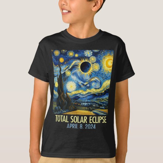 T-shirt Total Solaire Eclipse 2024 Nuit étoilée Totalité V (Devant)