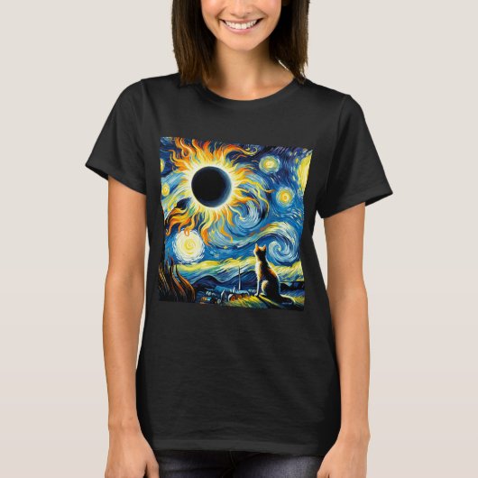 T-shirt Total Solaire Eclipse 2024 Van Gogh Starry Night C (Devant)