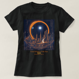 T-shirt Total Solaire Eclipse 2 côtés VOTRE texte Cityscap