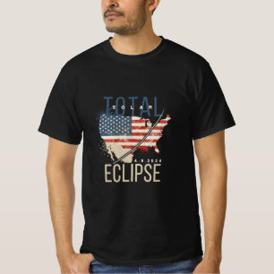 T-SHIRT TOTAL SOLAIRE ECLIPSE 4.8.2023 USA MAP DISTRESSED