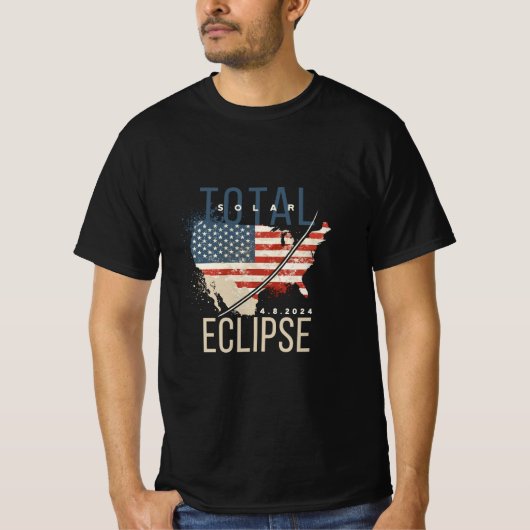 T-SHIRT TOTAL SOLAIRE ECLIPSE 4.8.2023 USA MAP DISTRESSED (Devant)