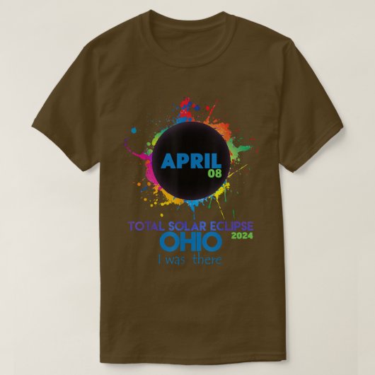 T-shirt Total Solaire Eclipse Ohio 2024 Totalité Colorée (Design devant)
