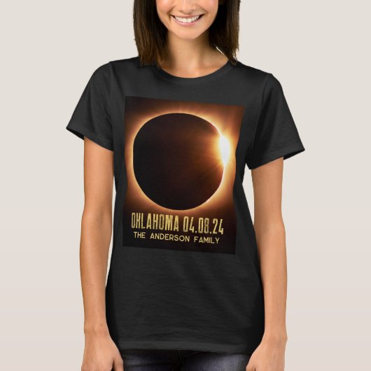 T-shirt Total Solaire Eclipse Oklahoma 2024 Personnalisé (Devant)