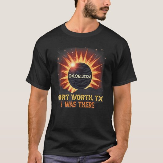 T-shirt Total Solaire Eclipse Rétro Fort Worth Texas TX (Devant)