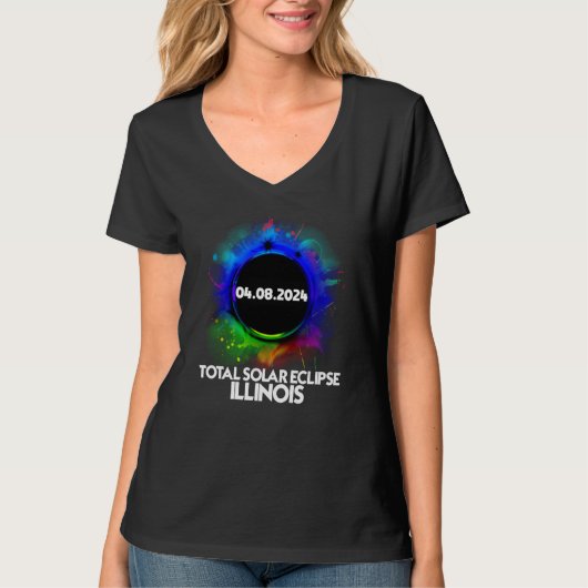 T-shirt Total Solar Eclipse ILLINOIS 2024 Colorful Totalit (Devant)