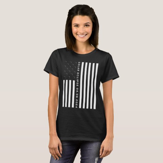 T-shirt Total Solar Eclipse US American Flag 04.08.2024 (Devant entier)