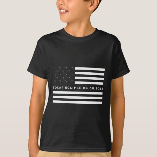 T-shirt Total Solar Eclipse US American Flag 04.08.2024 À (Devant)