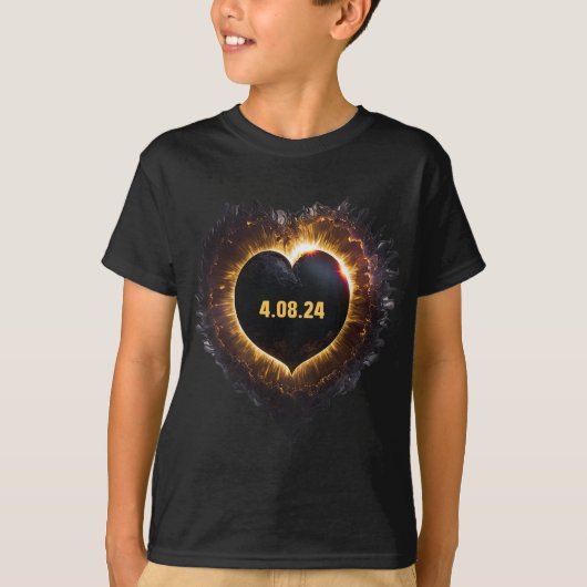 T-shirt Totalité Filles Forme cardiaque Total Éclipse sola (Devant)