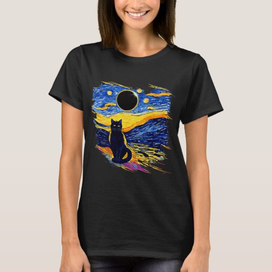T-shirt Totalité Solaire Eclipse 2024 Starry Night Van Gog (Devant)