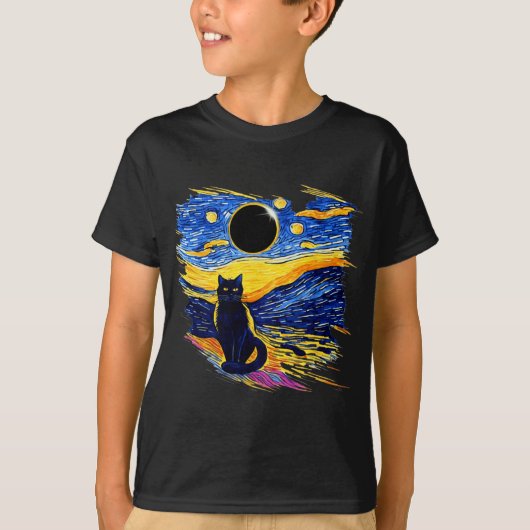 T-shirt Totalité Solaire Eclipse 2024 Starry Night Van Gog (Devant)