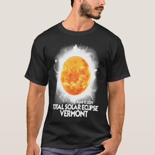 T-shirt Totalité VERMONT 2024 Éclipse solaire totale améri (Devant)