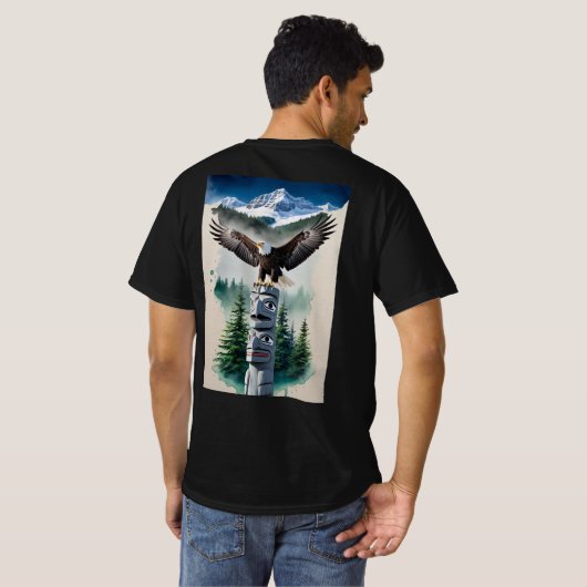 T-shirt Totem haïda et aigle chauve (Dos entier)