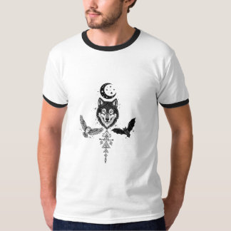 T-shirt Totem Sacré Loup et Aigle Attrape-Rêves