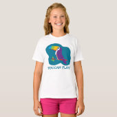 T-shirt Toucan jouer oiseau graphique filles turquoises to (Devant entier)