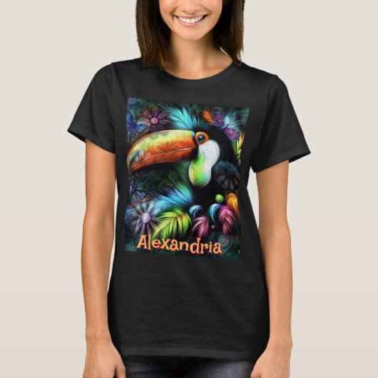 T-shirt Toucan Oiseau Abstrait Fantaisiste Personnalisé (Devant)