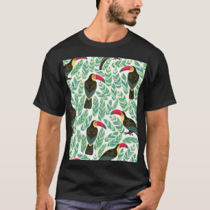 T-shirt Toucans, feuilles tropicaux, motif décoratif.