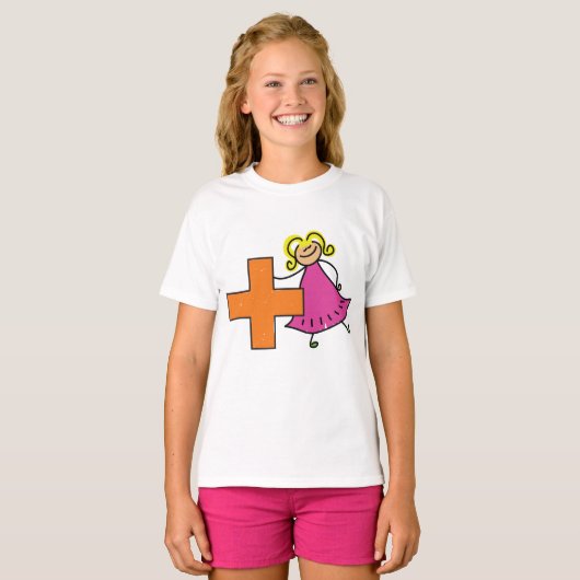 T-shirt Touche mignonne fille avec signe plus (Devant entier)