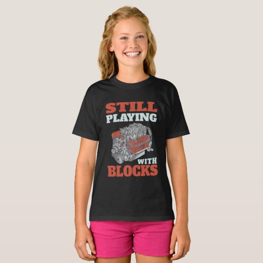 T-shirt Toujours jouer avec les blocs Mécanique (Devant entier)