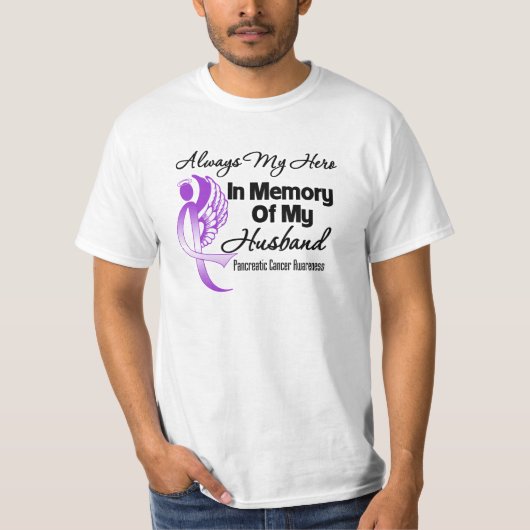 T-shirt Toujours Mon Héros En Mémoire Mari Cancer Pancréat (Devant)