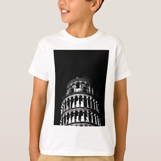 T-shirt Tour blanche noire de Pise Italie (Devant)