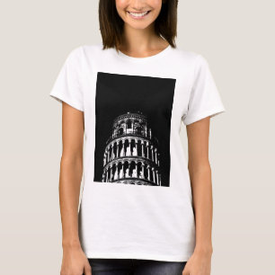 T-shirt Tour blanche noire de Pise Italie