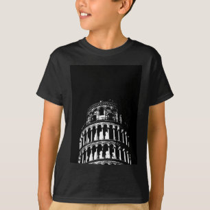 T-shirt Tour blanche noire de Pise Italie