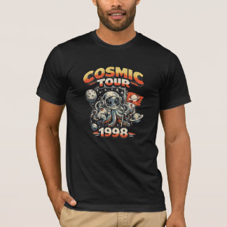 T-shirt Tour Cosmique Vintage 1998 Astronaute Pieuvre Rétr