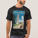 T-shirt Tour de Pise Italie Voyage Art Vintage<br><div class="desc">Tour de Pise dans un style vectoriel. La Tour penchée de Pise,  ou simplement la Tour de Pise,  est le campanile,  ou clocher indépendant,  de la Cathédrale de Pise.</div>
