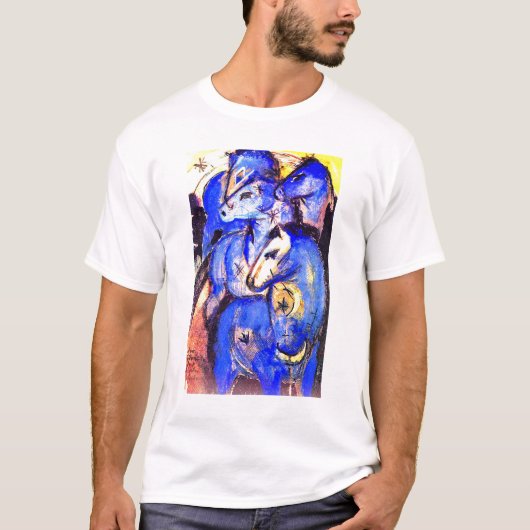 T-shirt Tour des Chevaux Bleus par Franz Marc (Devant)