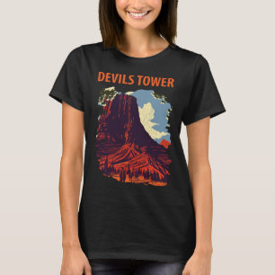 T-shirt Tour Devils Tower Wyoming Rocher Rouge