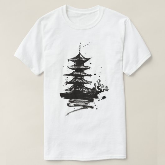 T-shirt Tour du moine chinois - Temple asiatique s (Design devant)