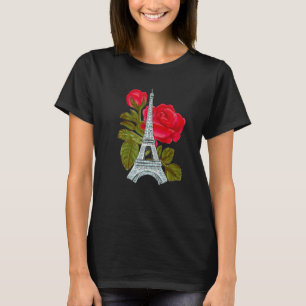T-shirt Tour Eiffel avec Amour Rose Paris Lov Rose