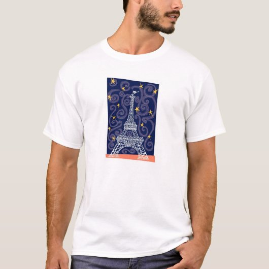 T-shirt Tour Eiffel avec étoiles et perles (Devant)