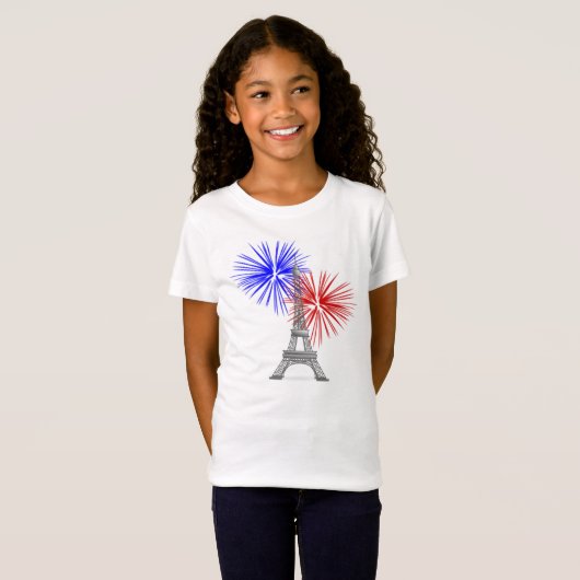 T-Shirt Tour Eiffel avec feux d'artifice (Devant entier)