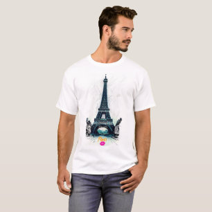 T-shirt Tour Eiffel dessin impression, dessin au trait, Pa