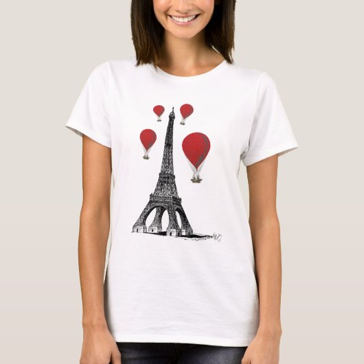 T-shirt Tour Eiffel et Ballons rouges à air chaud (Devant)