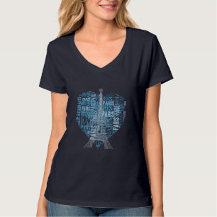 T-shirt Tour Eiffel et inscriptions Paris au coeur