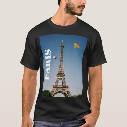 T-shirt Tour Eiffel foncé de base de Paris France du (Devant)