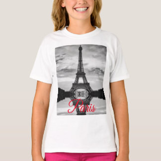 T-shirt Tour Eiffel Noir Blanc Paris Voyage en Europe